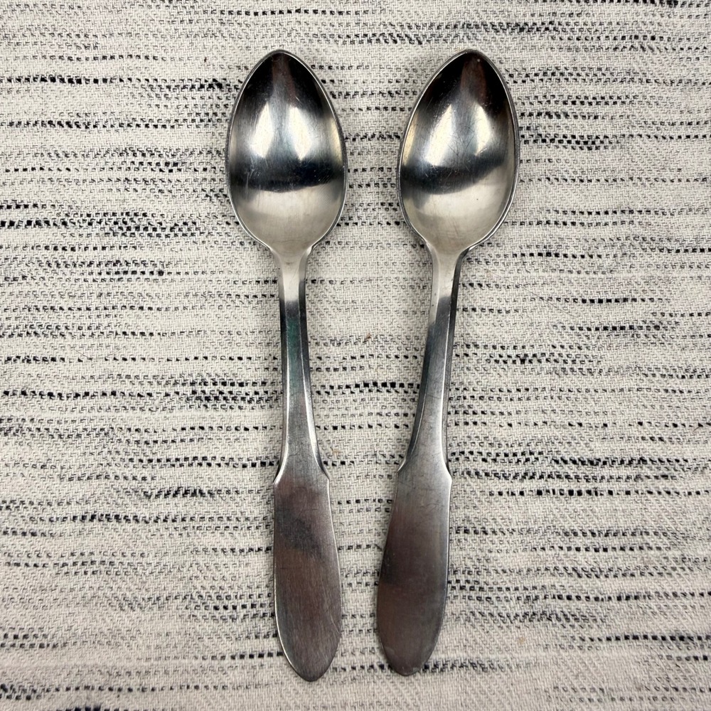 Georg Jensen Mitra Matte Stainless Steel Two Danish Teaspoons 5.25" Flatware
